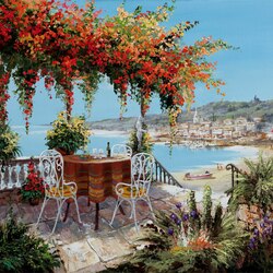 Jigsaw puzzle: On an open terrace by the sea