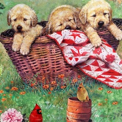 Jigsaw puzzle: Puppies in a basket