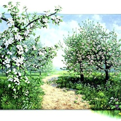 Jigsaw puzzle: Apple trees in bloom