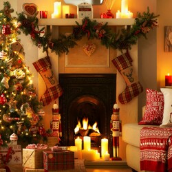 Jigsaw puzzle: In front of the fireplace at Christmas