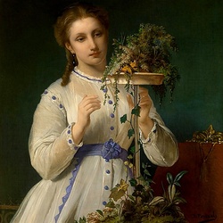 Jigsaw puzzle: Girl making flower arrangement