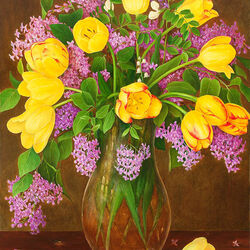 Jigsaw puzzle: Tulips and lilacs