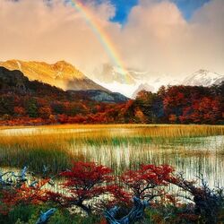Jigsaw puzzle: Rainbow in the mountains