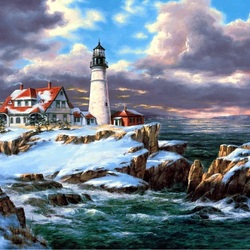 Jigsaw puzzle: Lighthouse in winter