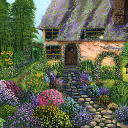 Jigsaw puzzle: House in a blooming garden