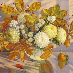 Jigsaw puzzle: Autumn bouquet with chrysanthemums
