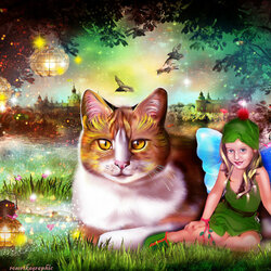 Jigsaw puzzle: Fairy and cat
