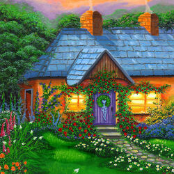 Jigsaw puzzle: House among roses
