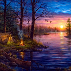 Jigsaw puzzle: Evening by the river