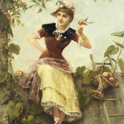 Jigsaw puzzle: The girl under the apple tree