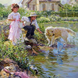 Jigsaw puzzle: Fishing with a dog