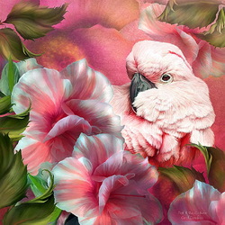 Jigsaw puzzle: Flowers and parrots