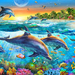 Jigsaw puzzle: Funny dolphins