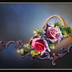 Jigsaw puzzle: Basket with roses
