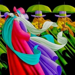 Jigsaw puzzle: Love under green umbrellas