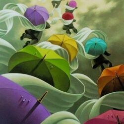 Jigsaw puzzle: Flying under an umbrella