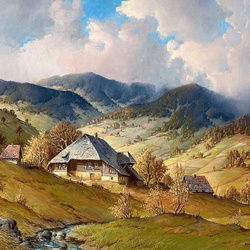 Jigsaw puzzle: Village in the mountains
