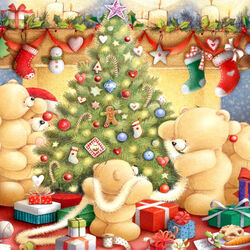 Jigsaw puzzle: Teddy bears decorate the tree