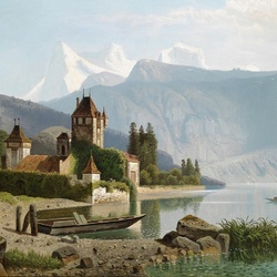 Jigsaw puzzle: View of the Oberhofen castle on Lake Thun