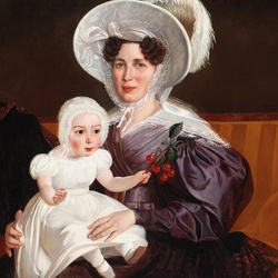 Jigsaw puzzle: Portrait of a lady with her daughter