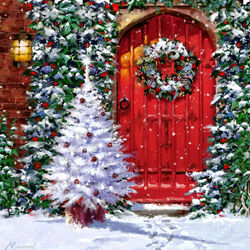 Jigsaw puzzle: Christmas tree at the door