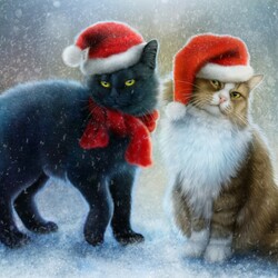 Jigsaw puzzle: New year cats