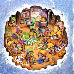 Jigsaw puzzle: Moles at home