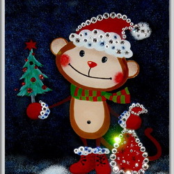 Jigsaw puzzle: Monkey with a Christmas tree