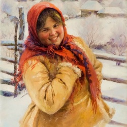 Jigsaw puzzle: Girl in a red scarf