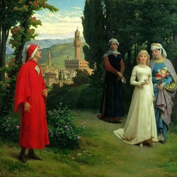 Jigsaw puzzle: Dante's first meeting with Beatrice
