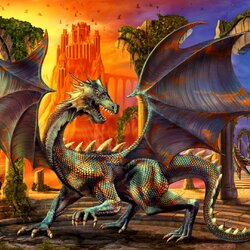 Jigsaw puzzle: Dragon and castle