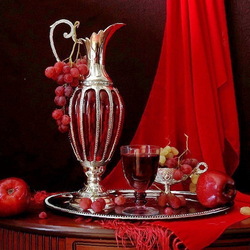 Jigsaw puzzle: Still life with grapes and wine