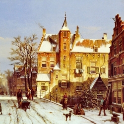 Jigsaw puzzle: Dutch town in winter