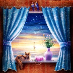 Jigsaw puzzle: Window with a cat