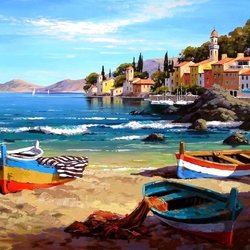 Jigsaw puzzle: Boats on the shore