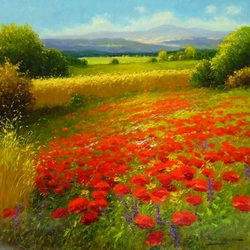 Jigsaw puzzle: Poppies and gold