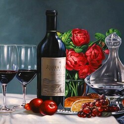 Jigsaw puzzle: Still life with wine and peonies