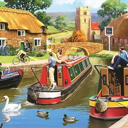 Jigsaw puzzle: Rush hour on the canal