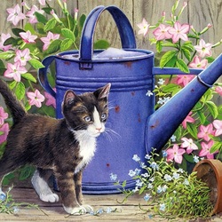 Jigsaw puzzle: Cat in the garden
