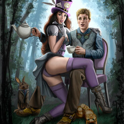 Jigsaw puzzle: Alex from Wonderland and the Mad Hatter (steampunk)