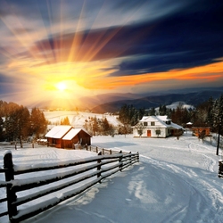Jigsaw puzzle: Winter landscape in the village