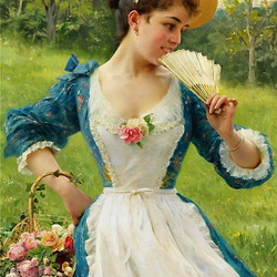 Jigsaw puzzle: Girl with a basket of roses