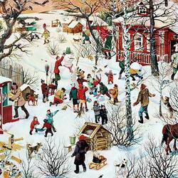 Jigsaw puzzle: Winter in the village