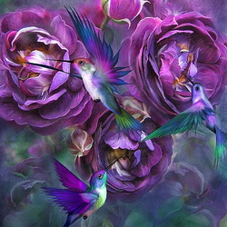 Jigsaw puzzle: Roses and birds