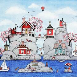 Jigsaw puzzle: Houses by the sea