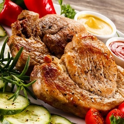 Jigsaw puzzle: Meat steak with vegetables