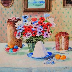 Jigsaw puzzle: Easter still life from the past