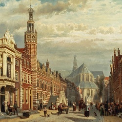 Jigsaw puzzle: Alkmaar. View of the Town Hall and St Lawrence Church