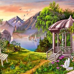 Jigsaw puzzle: Gazebo in the mountains
