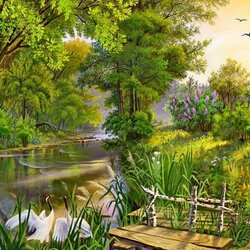Jigsaw puzzle: Landscape with herons